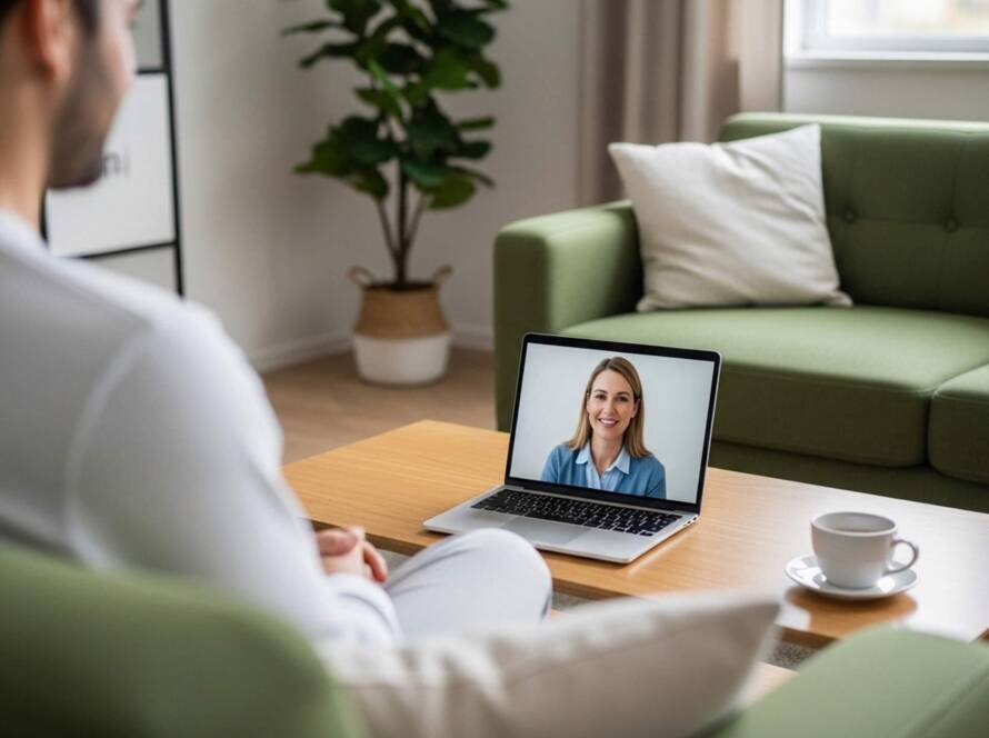 BetterHelp, the world's largest online therapy platform interface, showing therapist matching and session options